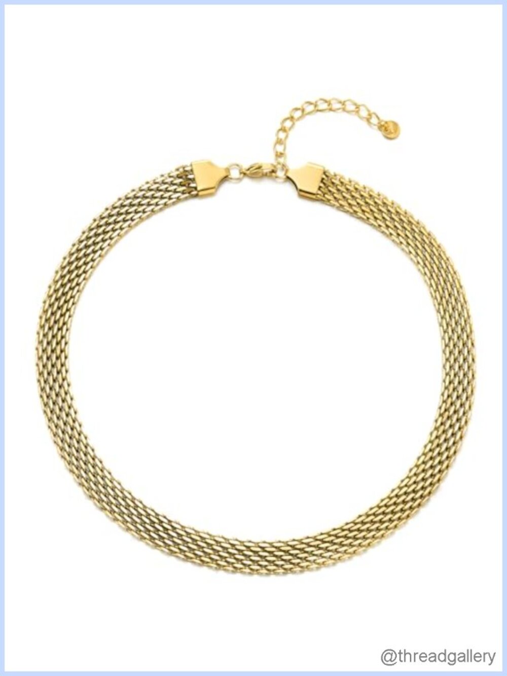 Gold Plated Stainless Steel Mesh Choker Necklace Braided Chain